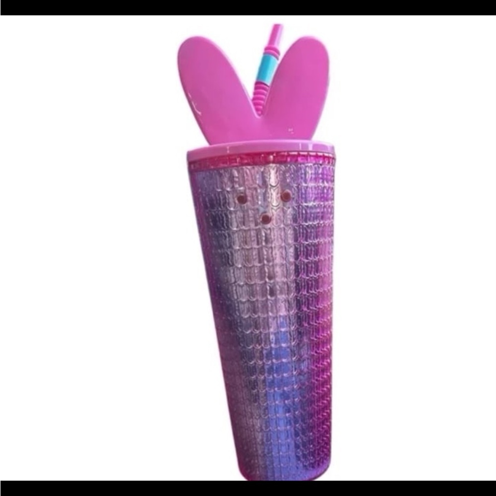 Pink Glitter Party Cup with Straw